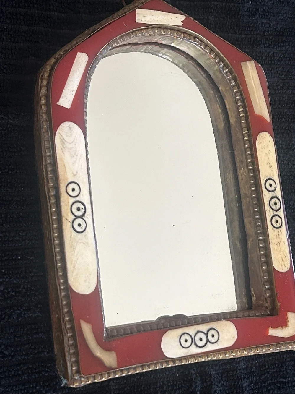 Handcrafted Red and Gold Decorative Wall Mirror